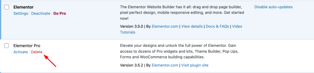 When you are done with deactivation, delete the plug-ins as well.