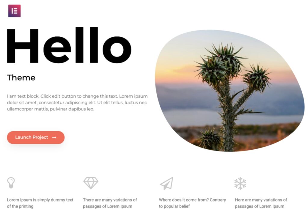 Hello theme Elementor