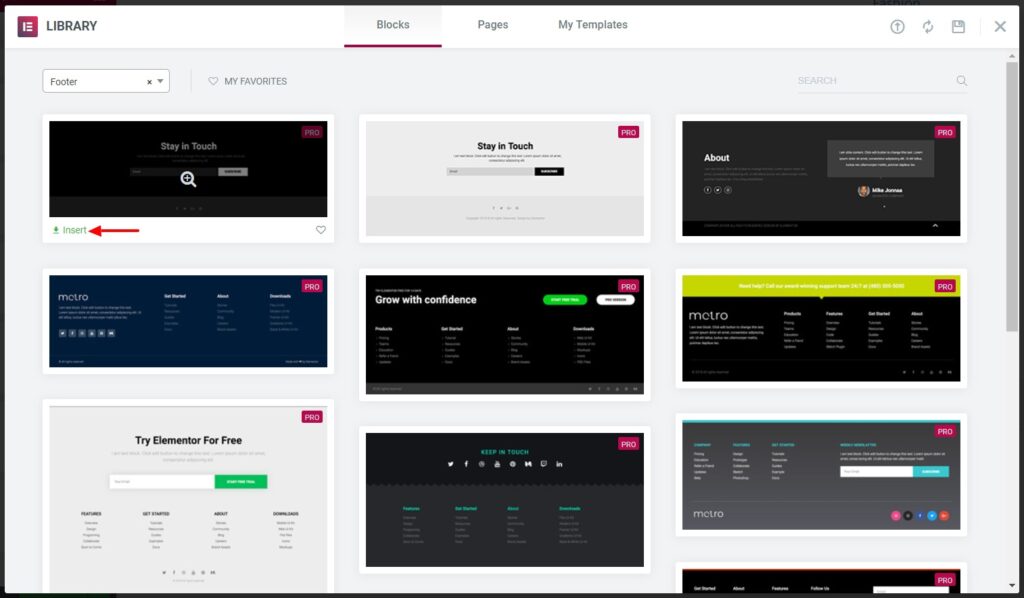 Step 3- Select the Template for Footer