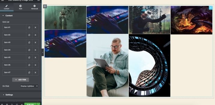 Masonry Image Grid widget