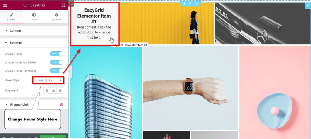 change the hover style