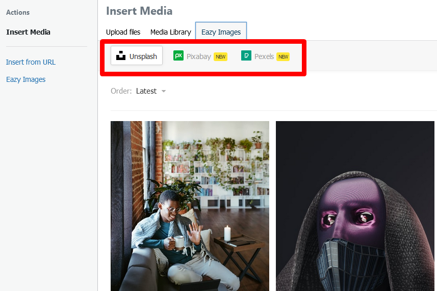 Unsplash, Pixabay, or Pexels as your image source