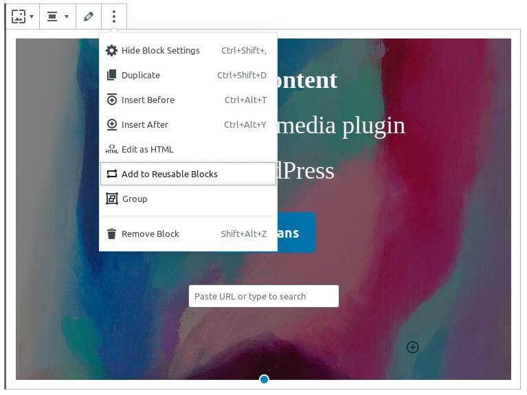add-to-reusable-blocks How to Use Template Page in Gutenberg