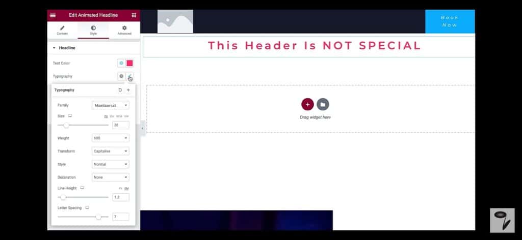 Select the typography_Elementor Animated Headline Not Working