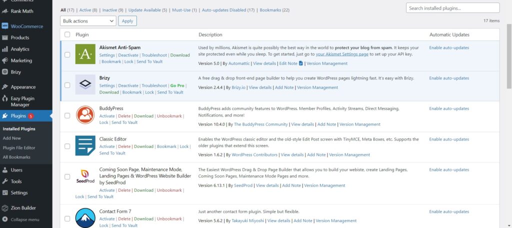 Search feature from Installed Plugins