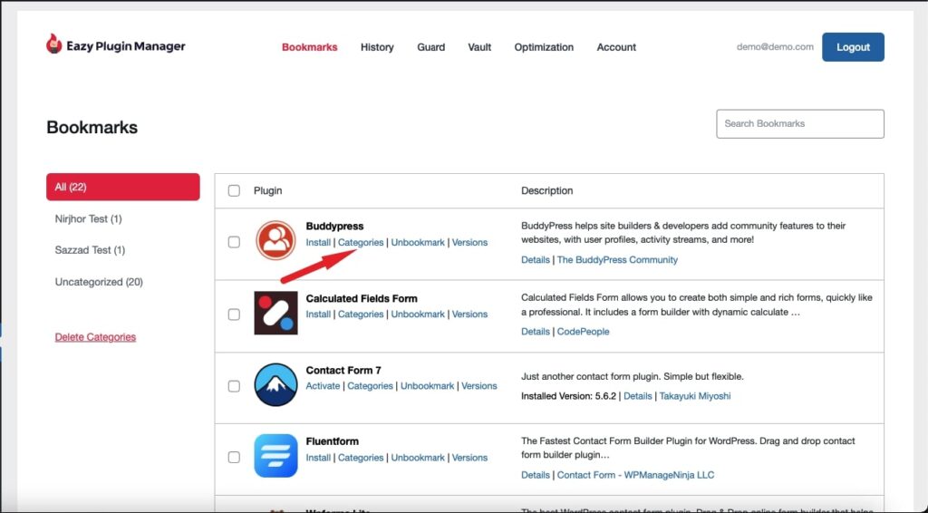 Click on Categories