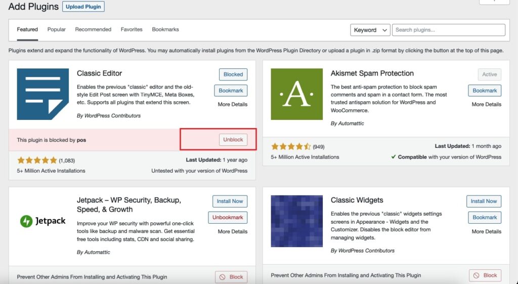 blocked plugin