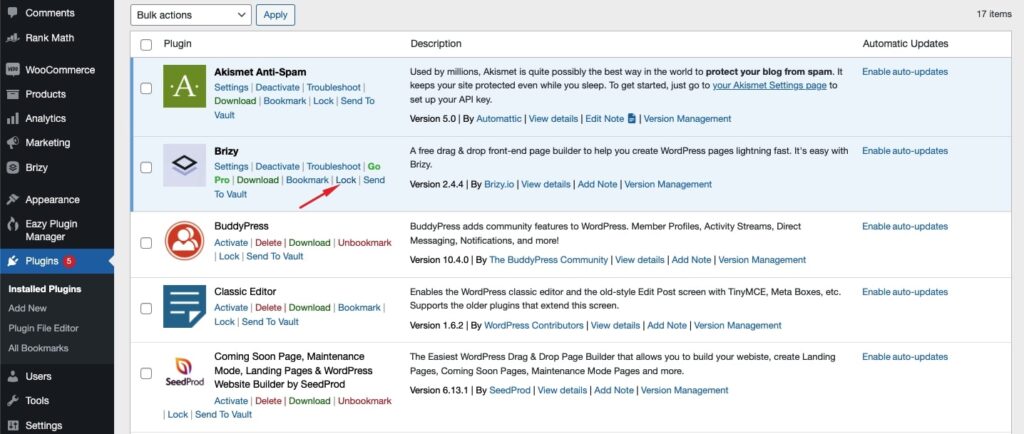 lock Plugins with Block & Lock Features