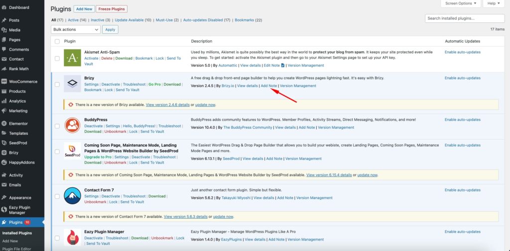 Add Note button- A Notepad to Writedown Small Details About Any Plugin