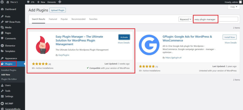 Step 1: Install the Eazy Plugin Manager