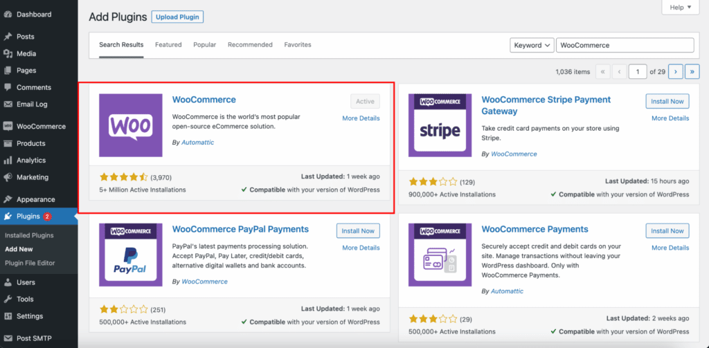 Install WooCommerce Plugin
