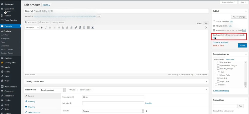 catalog visibility: Shop and search results option