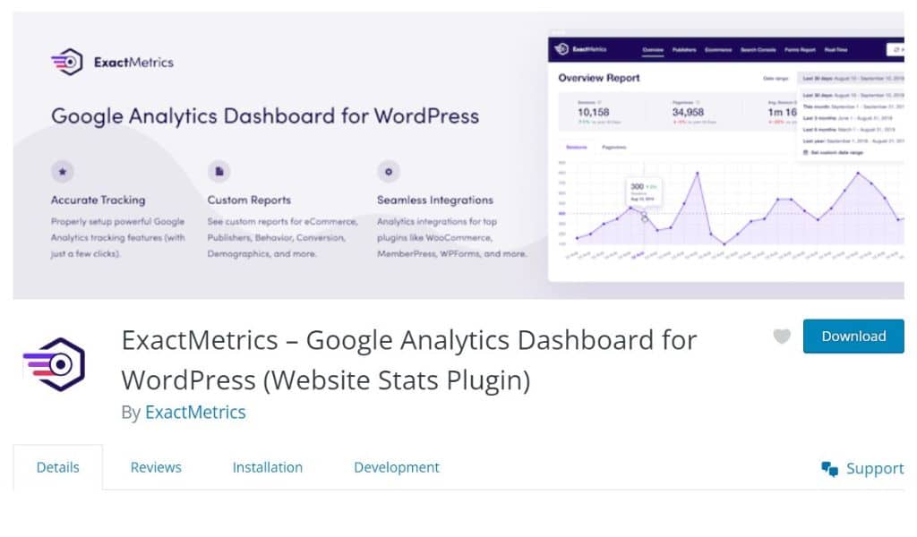 ExactMetrics – Best Google Analytics Dashboard for WordPress (Website Stats Plugin)
