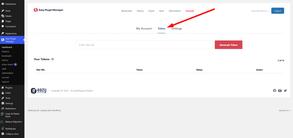 Generate Token from Eazy Plugin Manager