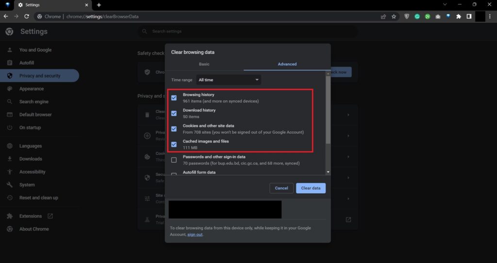 Select Which Files to Clear