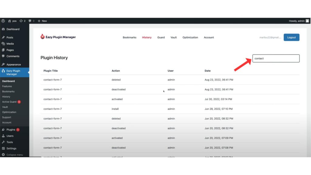 Use the search option for a plugin