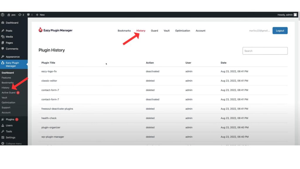 Get into the Plugin History window and analyze