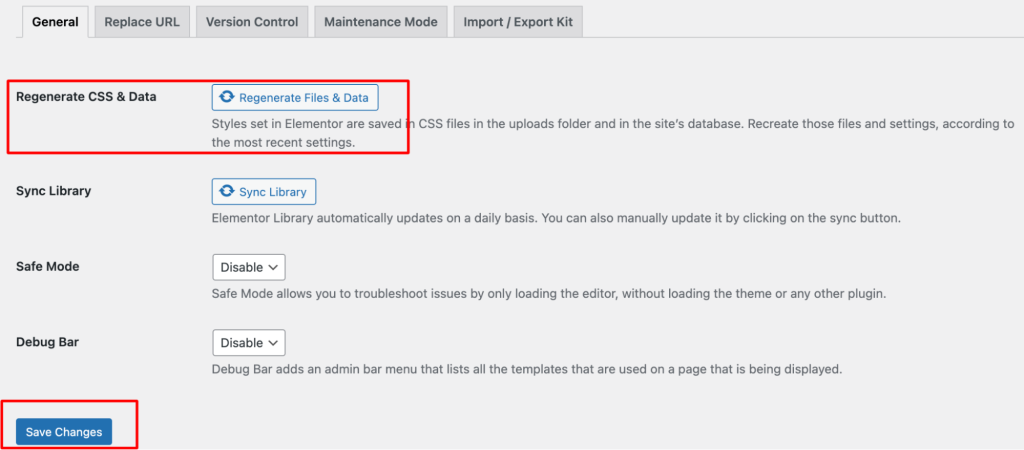 Update Elementor Setting