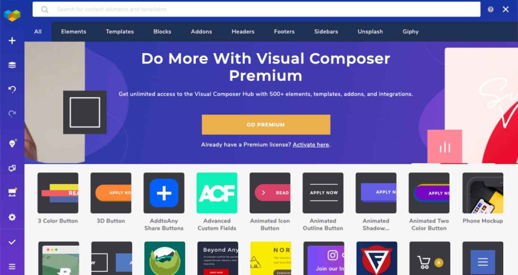 Visual Composer/WPBakery (Best Built-in Cloud Marketplace)