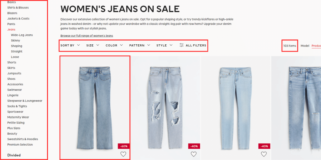 women Jeans on sale” on Google