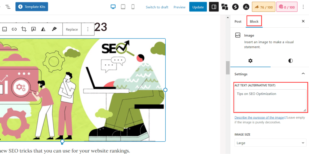 Add alt attribute for all content images