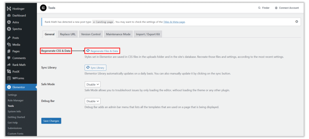 Locate “Regenerate CSS & Data” 