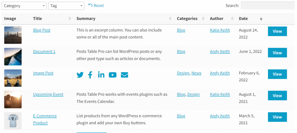 Search, sort, and filter
