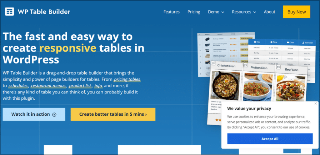 WP Table Builder