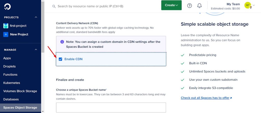 Check the box of Enable CDN.
