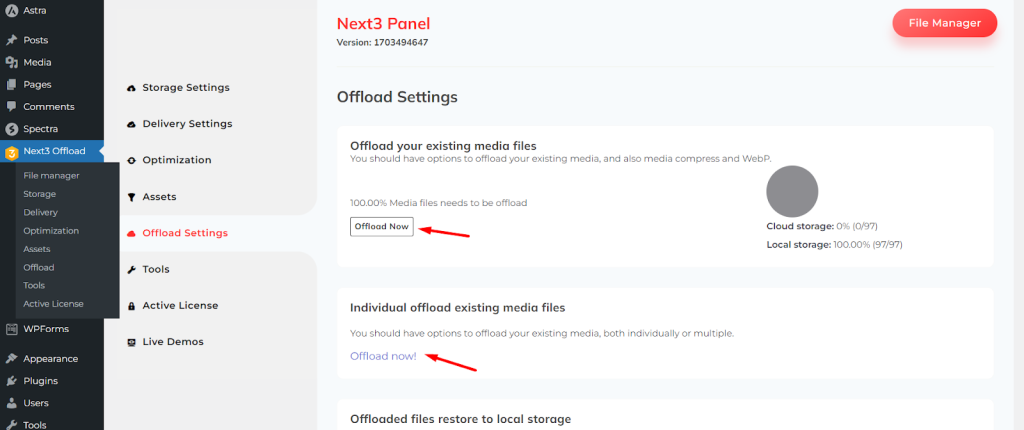click on the Offload Now button to complete the offloading process.