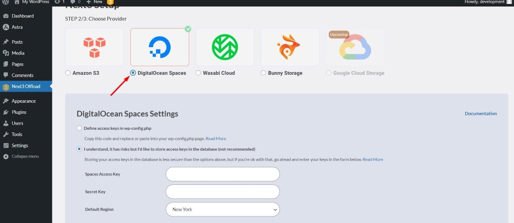Configure with Next3 Offload using generate Keys