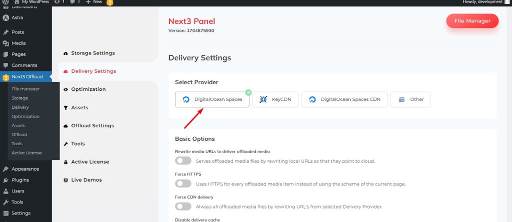 choose delivery provider.
