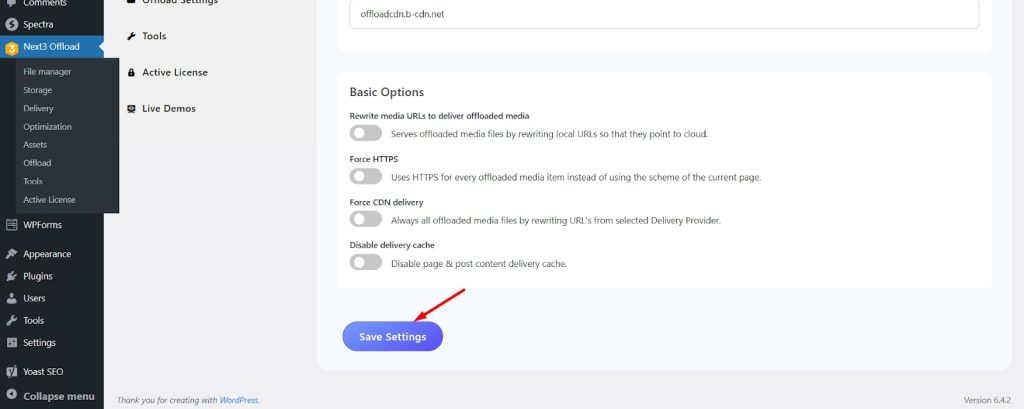 click on the Save Settings button.