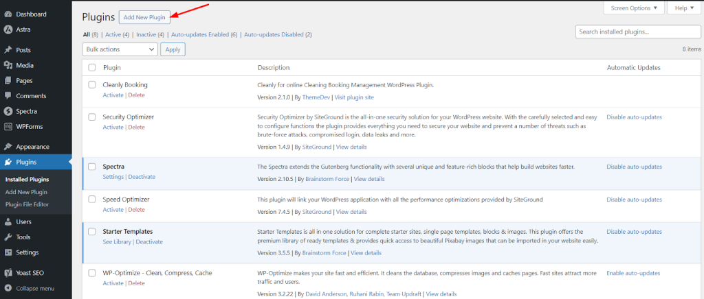 click on the Add New Plugin button.