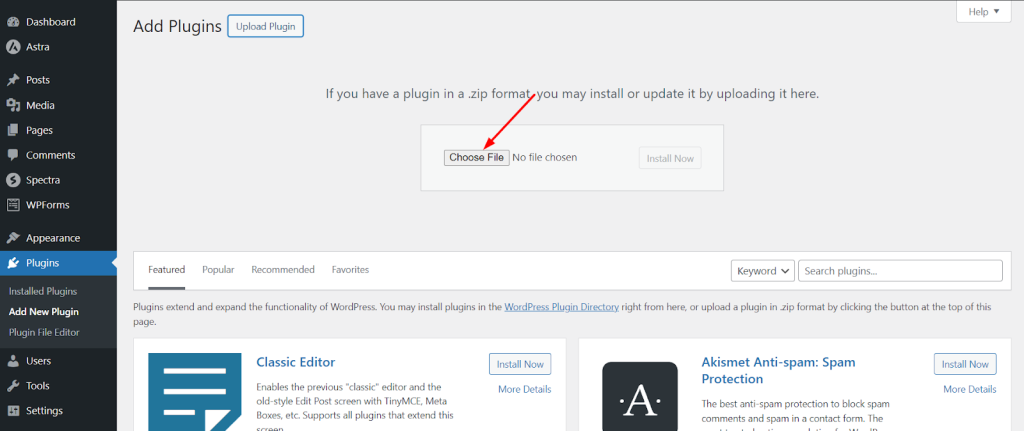 click on the Choose File option.