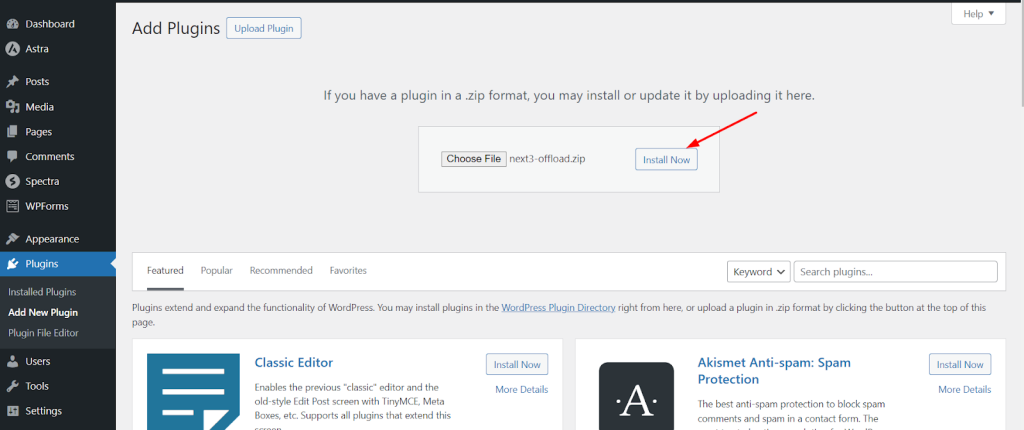 Navigate to the Install Now button