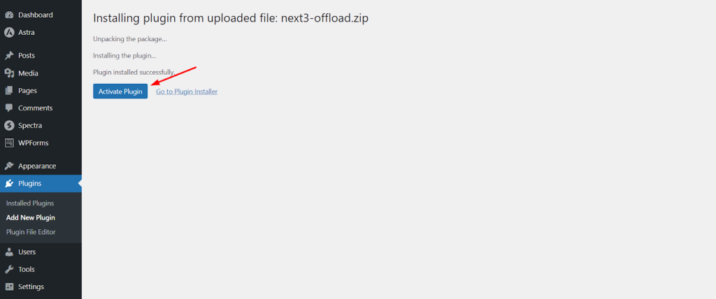 need to activate the plugin.