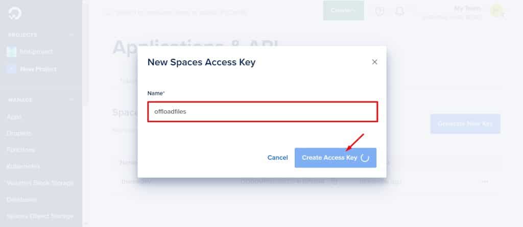 Insert a name for a new Space.
