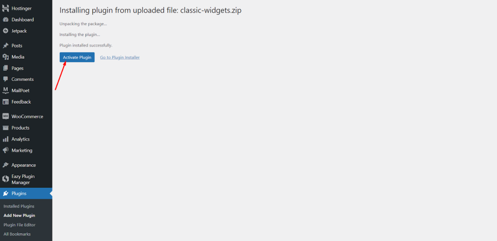 Activate plugin- Download the plugin file in .zip format 