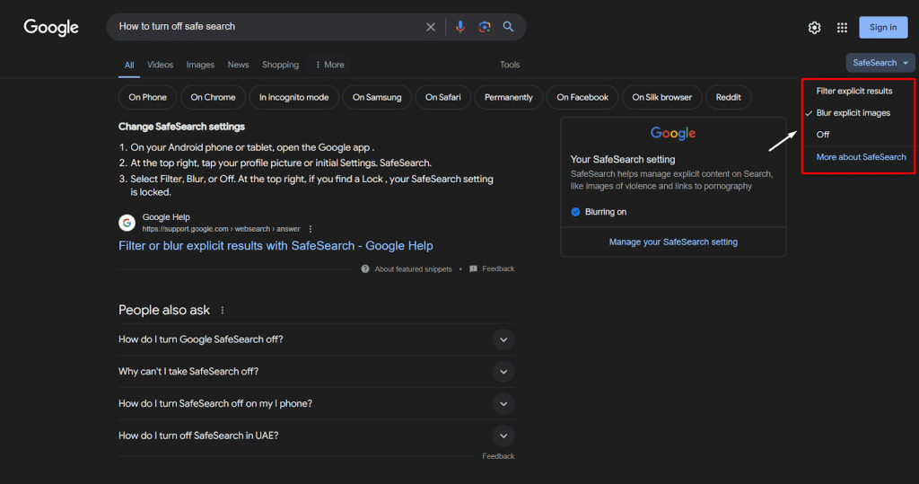 How to Permanently Turn off SafeSearch