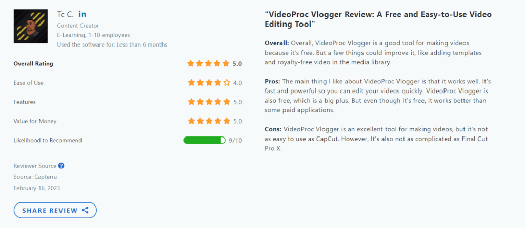 VideoProc Vlogger Customer Review