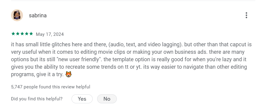 CapCut Customer Review