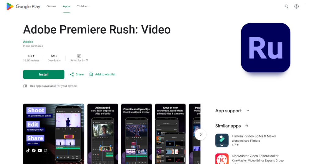 Best TikTok Editing App- Adobe Premiere Rush